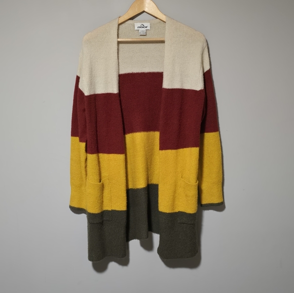 Fall Jordache Color Block Open Front Long Knit sweater - Picture 2 of 7